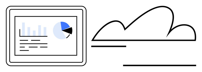 digital tablet displaying analytics with graphs vector image