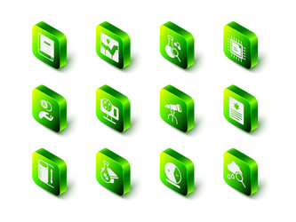 set graph chart infographic test tube processor vector