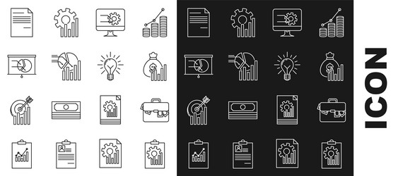 set line clipboard with graph chart briefcase vector image