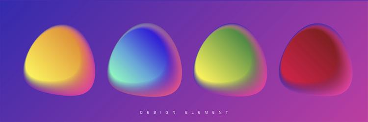 set of liquid color abstract rounded shapes fluid vector