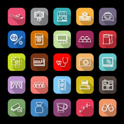 Application line icons with long shadow vector