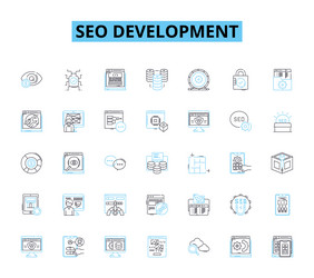seo development linear icons set optimization vector image