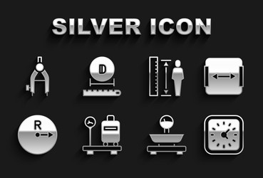 set scale with suitcase area measurement clock vector image