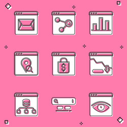 set website and mail browser window graph chart vector image