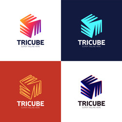 Tech cube logo design template hexagon logotype vector