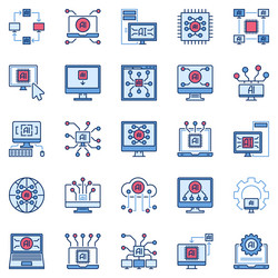 artificial intelligence computer colored icons vector image