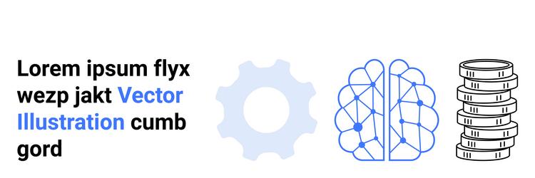 artificial intelligence with gear neural network vector image