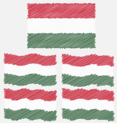 Flat and waving hand draw sketch flag of hungary vector