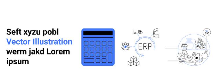 calculator with erp system integration and process vector image