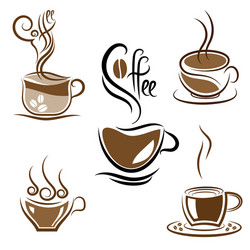 Set of stickers with ornamental coffee cups Vector Image