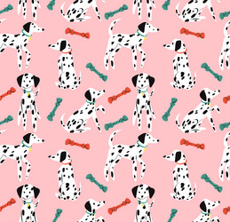 Dalmatian dog and toys cute puppy play vector