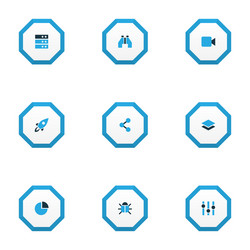 interface icons colored set with layer server vector image