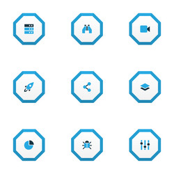 interface icons colored set with layer server vector