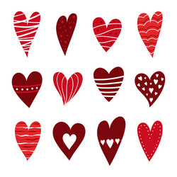 Black and white doodle hearts set Royalty Free Vector Image