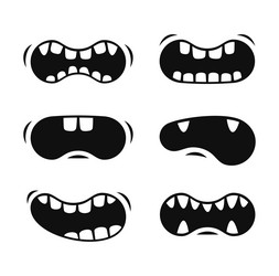 Smiling cartoon mouth set on white background vector