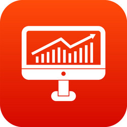 Growth graph on the computer monitor icon digital vector