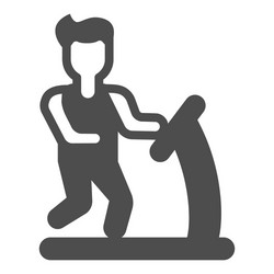 Man run on treadmill solid icon officesyndrome vector