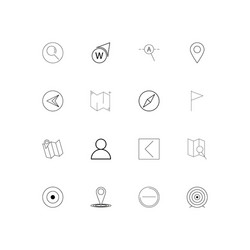 maps and navigation simple linear icons set vector image