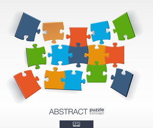 abstract background with connected color puzzles vector image