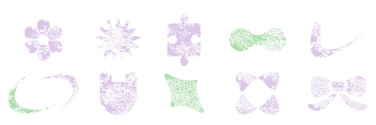 abstract shapes set with grungy noise texture vector image