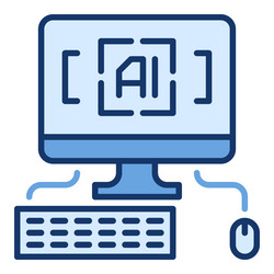 artificial intelligence pc with keyboard vector