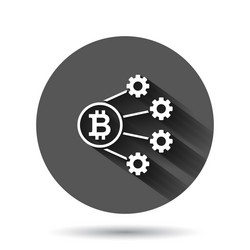 bitcoin icon in flat style blockchain on black vector image