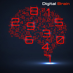 digital brain with numbers artificial vector image