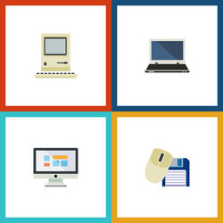 Flat icon computer set of computing vector