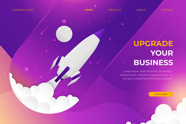 landing page business upgrade with spaceship vector image