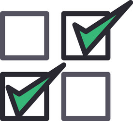 options with check marks line and fill style icon vector