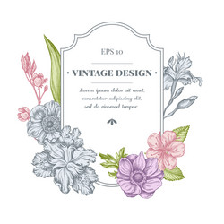 Pastel Anemone & Iris Badge Vector Image