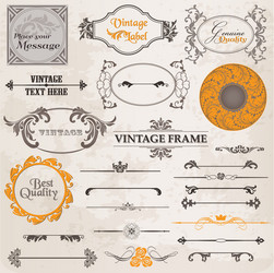 Calligraphic design elements vintage set Vector Image