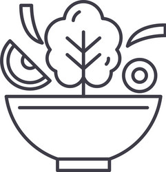 Bowl of salad line icon concept vector