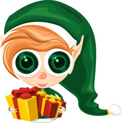 Cute elf presents vector