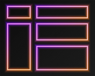 neon gradient rectangular frames set collection vector image