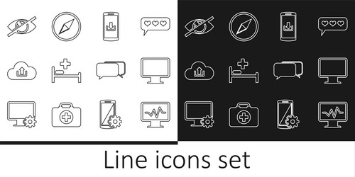 set line monitor with cardiogram computer vector