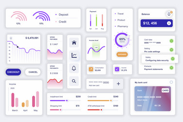 user interface elements set for finance mobile app vector image