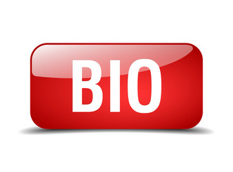 Bio red square 3d realistic isolated web button vector