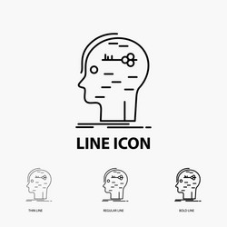 brain hack hacking key mind icon in thin regular vector image