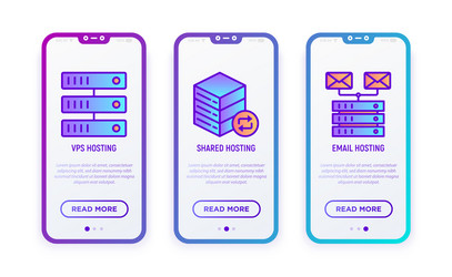 hosting thin line icons set vps shared vector image