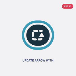 Two color update arrow with broken line icon from vector