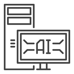 artificial intelligence desktop computer ai icon vector image
