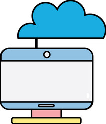 computer technology with cloud data center vector image