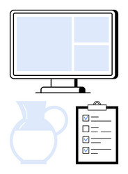 digital workspace with checklist pitcher vector image