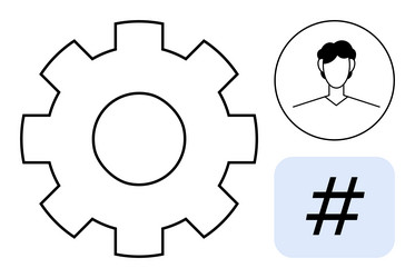 gear user profile and metadata tag symbolizing vector image
