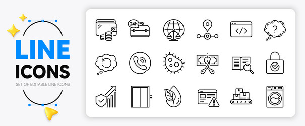 seo script internet warning and lift line icons vector image
