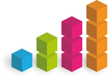 bar chart 4 growing columns 3d isometric vector image