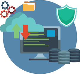 cloud computing and database icons vector image