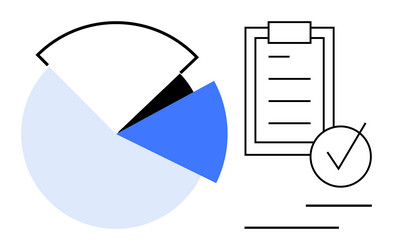 data analysis with pie chart and checklist vector image