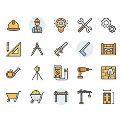 engineering icon and symbol set in color outline vector image